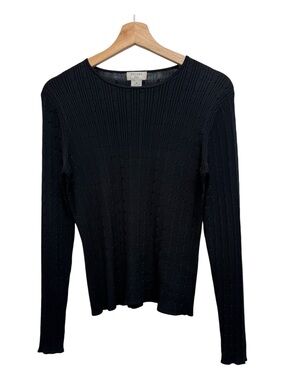 Brooks Brothers 346 100% Silk Cable Knit Sweater Women’s Medium Old Money